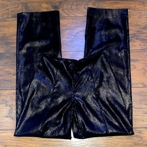 Fabrizio Gianni Metallic Snake Skin Print Pants Black Womens Size 6